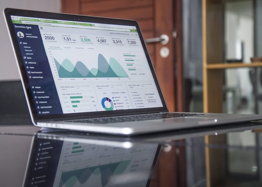Laptop displaying a web analytics dashboard